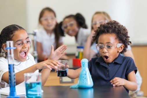 Students doing a science experiement